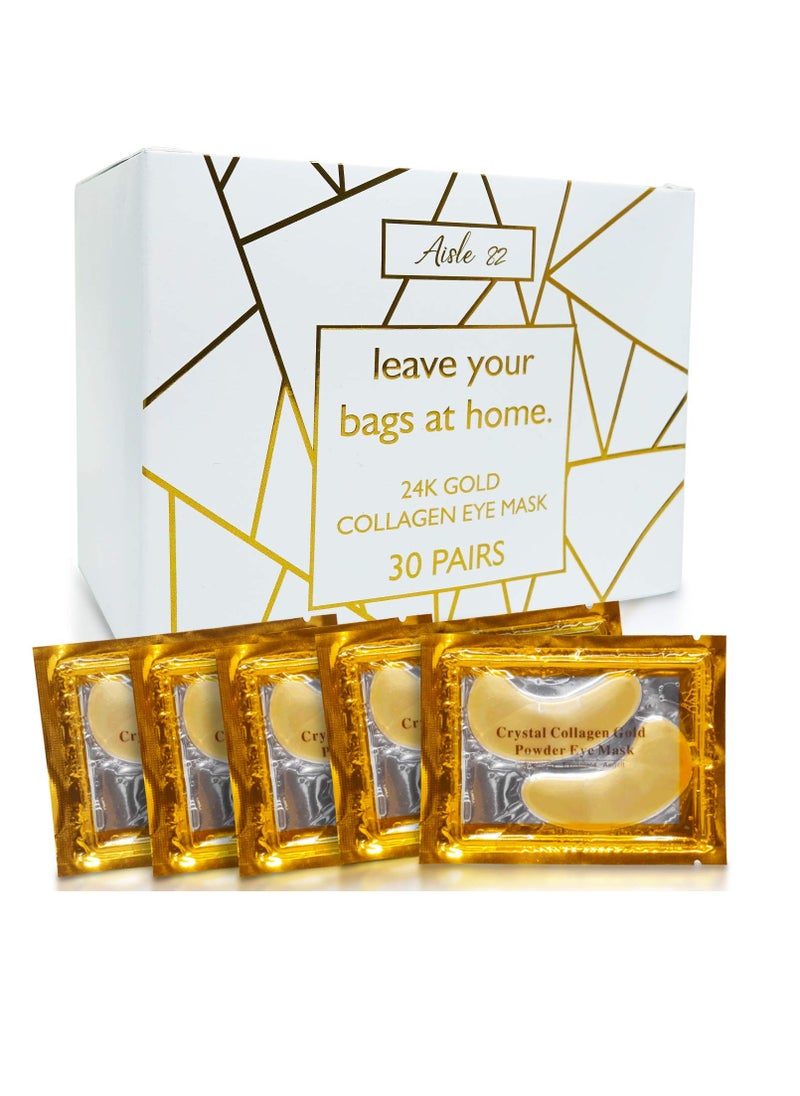 Aisle 82 - 30 Pairs 24K Gold Under Eye Patches for Women – Collagen Gold Masks for Dark Circles and Puffiness - Under Eye Bags Treatment - Image 1