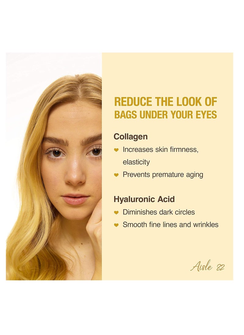 Aisle 82 - 30 Pairs 24K Gold Under Eye Patches for Women – Collagen Gold Masks for Dark Circles and Puffiness - Under Eye Bags Treatment - Image 1