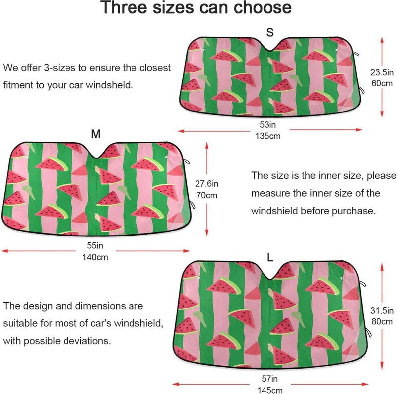 Green Stripes Watermelon Car Windshield Sun Shade Foldable Sun Visor Automotive Sunshades for Car Truck SUV Blocks UV Rays Keep Your Vehicle Cool - Image 5