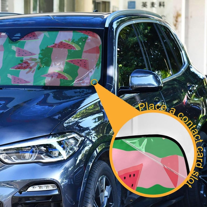 Green Stripes Watermelon Car Windshield Sun Shade Foldable Sun Visor Automotive Sunshades for Car Truck SUV Blocks UV Rays Keep Your Vehicle Cool - Image 3