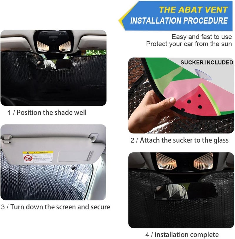 Green Stripes Watermelon Car Windshield Sun Shade Foldable Sun Visor Automotive Sunshades for Car Truck SUV Blocks UV Rays Keep Your Vehicle Cool - Image 2
