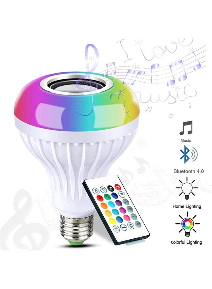 LED bulb smart speaker with Bluetooth and remote control, plays music in a bulb design with LED lighting, wireless. - Image 1