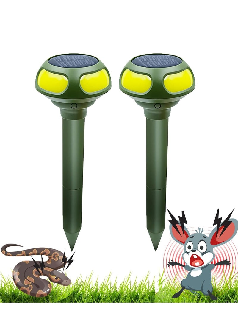 SOLARAE 2 PCS Ultrasonic Mole Repellent 4 Modes Solar Powered Mole Repellent Outdoor Waterproof Animals Repellent for Get Rid of Mole Gopher Snakes Vole and Other Underground Pests for Yard Garden Lawn - Image 1