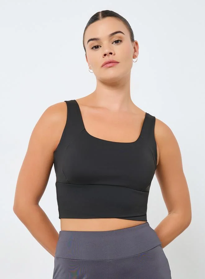 ستايلي اكتيف حمالة صدر رياضية بقصة غير متماثلة وحزام عريض