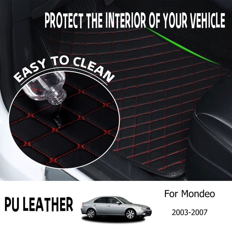 PU Leather Pink Car Floor Mats 5 Pieces All Season Durable Universal Fit For Ford Mondeo 2003 2007 Non Slip High Quality Easy Clean And Install Sleek Interior Textured Surface - Image 1