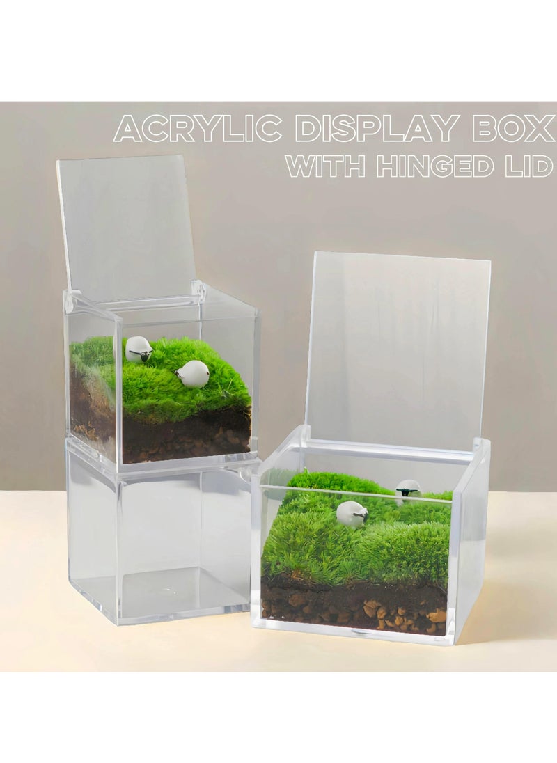 Generic - Acrylic Storage Box with Hinged Lids, 2 Pcs Mult-Purpose Box Square Stackable, Transparent Display Cube Storage Organizer for Office, Wedding, Birthday Jewelry, Cake, Candy (80x80x60mm) - Image 1