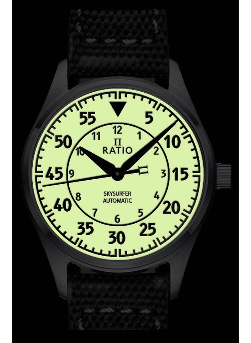 Ratio Skysurfer Pilot Full Luminous Dial Leather Automatic RTS324 200M Men's Watch - Image 3