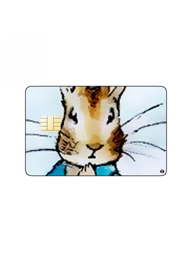RKN PRINTED BANK CARD STICKER Cute Rabbit Drawing With Blue Jacket - Image 1