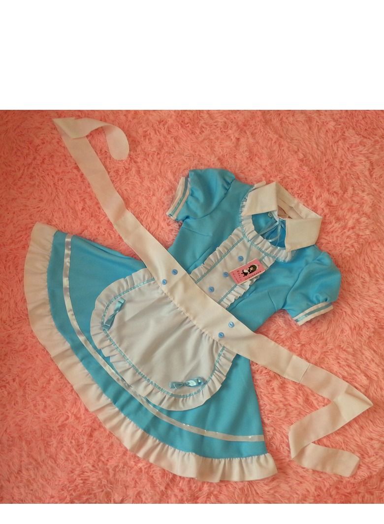 Loquat Light Tone Restaurant Maid Anime Costume Blue - Image 1