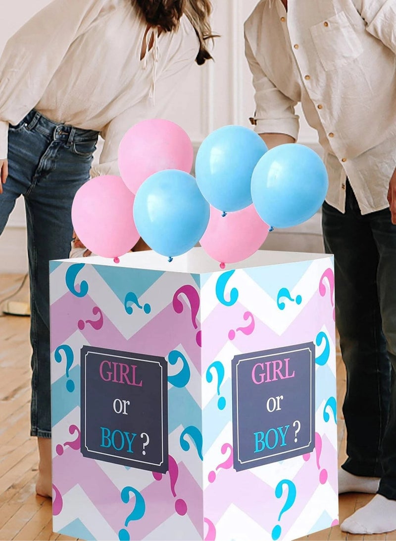 Gender Reveal Balloons Set – Includes 7 Pieces: A Box, 3 Pink Balloons, and 3 Blue Balloons to Add a Special Touch to Your Gender Reveal Party. - Image 1