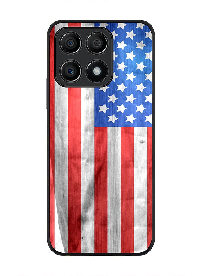 Stylizedd Rugged Black edge case for Honor X8A 4G Slim fit Soft Case Flexible Rubber Edges Anti Drop TPU Gel Thin Cover - USA Grunge Flag - Image 1