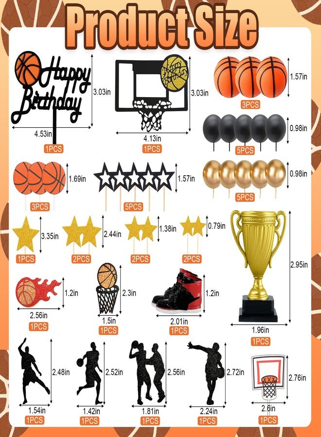 Knana 39Pcs Basketball Cake Topper Basketball Cake Decorations Sports Party Decorations for Men Birthday Party Supplies - Image 2