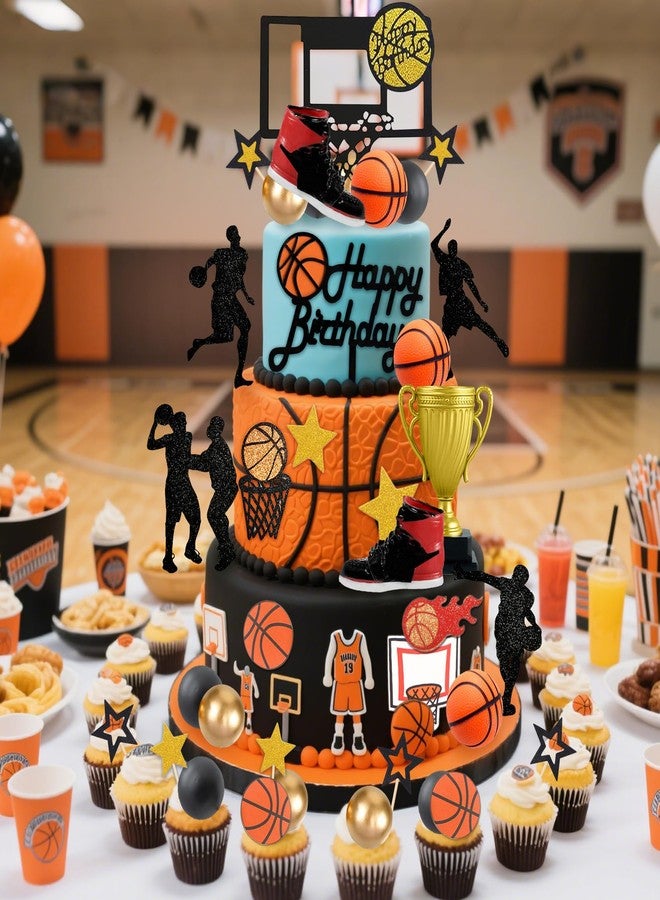 Knana 39Pcs Basketball Cake Topper Basketball Cake Decorations Sports Party Decorations for Men Birthday Party Supplies - Image 5