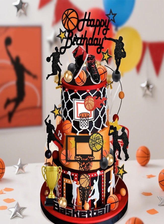 Knana 39Pcs Basketball Cake Topper Basketball Cake Decorations Sports Party Decorations for Men Birthday Party Supplies - Image 3