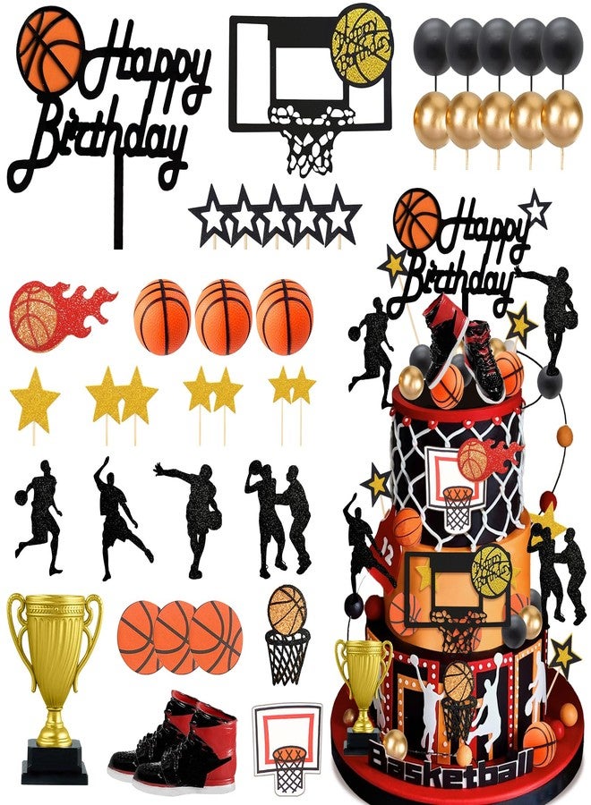 Knana 39Pcs Basketball Cake Topper Basketball Cake Decorations Sports Party Decorations for Men Birthday Party Supplies - Image 1