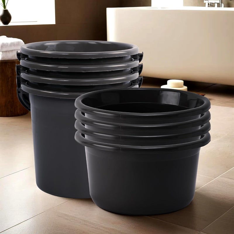 Urbane Home Urbane Home Set of 8 Bathroom Combo Set Bathing Set 4 Piece Tub 4 Piece Bucket Combo Set for Bathroom Bathware Set Modern Bathroom Accessories Set Gray  - Image 1