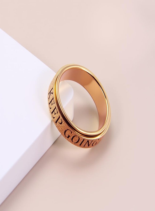 OreilleStar Fidget Toys Adults Anxiety Ring for Women: Fidget Spinner Cute Keep Going Symbol Thumb Ring Stainless Steel Gold Silver Black Size 5 6 7 8 9 10 (Rose Gold Keep Going, 9) - Image 4