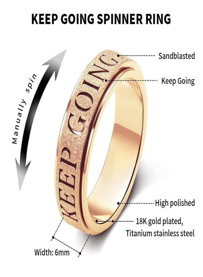 OreilleStar Fidget Toys Adults Anxiety Ring for Women: Fidget Spinner Cute Keep Going Symbol Thumb Ring Stainless Steel Gold Silver Black Size 5 6 7 8 9 10 (Rose Gold Keep Going, 9) - Image 5