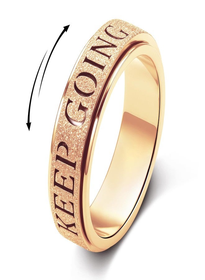 OreilleStar Fidget Toys Adults Anxiety Ring for Women: Fidget Spinner Cute Keep Going Symbol Thumb Ring Stainless Steel Gold Silver Black Size 5 6 7 8 9 10 (Rose Gold Keep Going, 9) - Image 1
