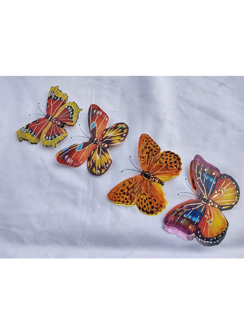 DEV POOJA STORE DEV POOJA STORE Butterfly Multicolor Switch Board Decor Stickers Wall Desk Mirror Room Decoration Item 4 Piece Pack  - Image 1