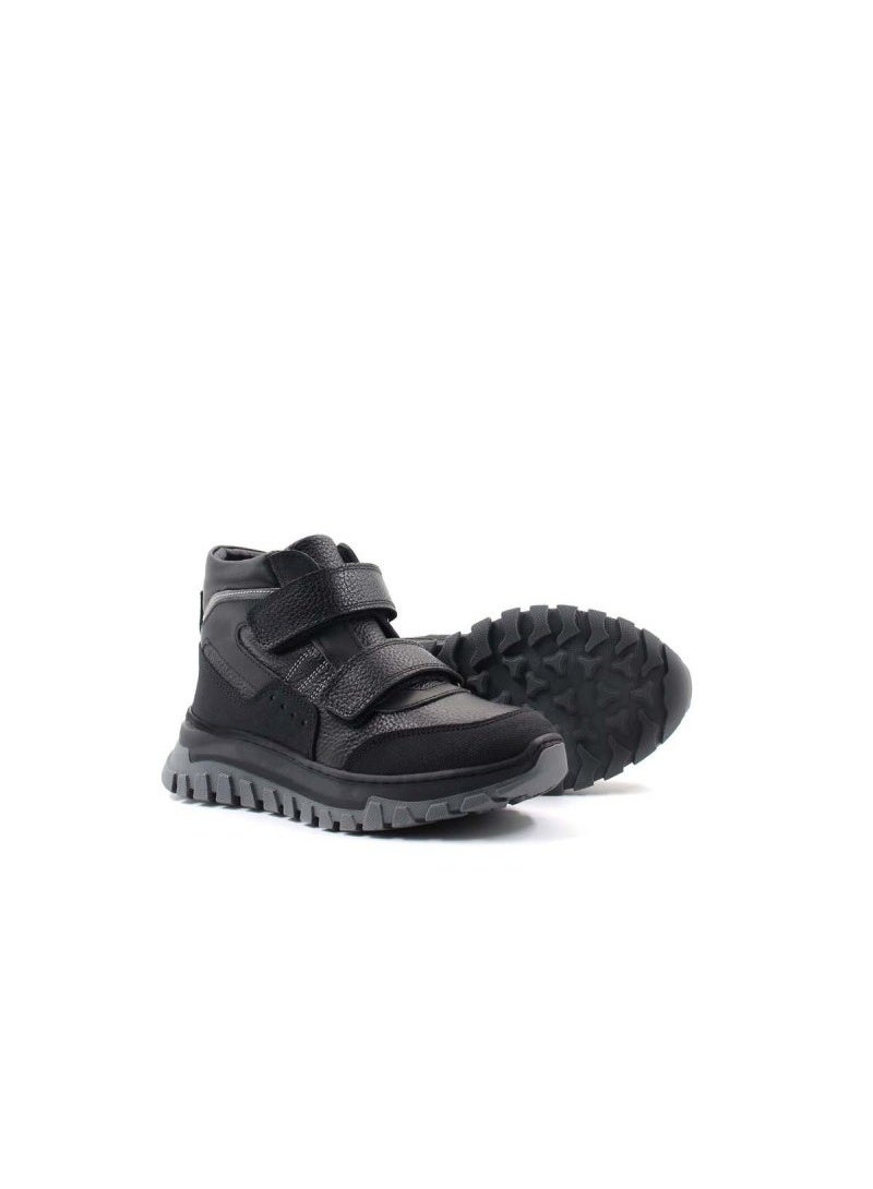 Fast Step Black Leather and Textile Winter Boots - Image 1