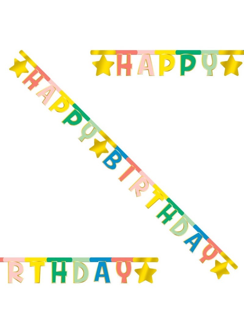 فولات لافتة عيد ميلاد سعيد ريترو متعدد الألوان من الورق 200 سم - Image 2