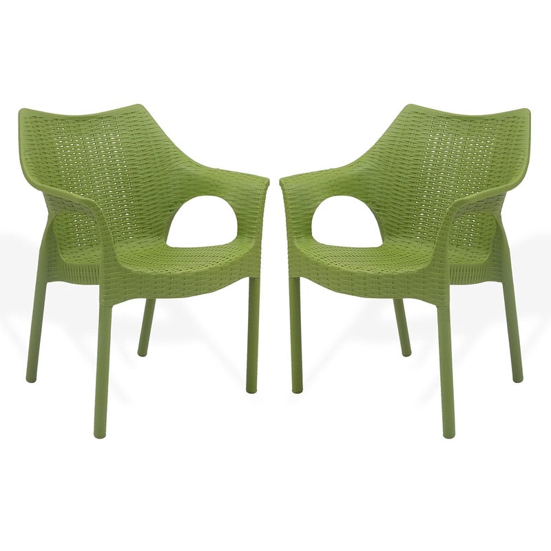 Supreme chairs Supreme chairs Cambridge Heavy Plastic Chair Oversized Arm Chair for Garden and Outdoor 250Kg Weight Bearing Capacity 6 Months Warranty Mhendi Green Set of 2 Chairs