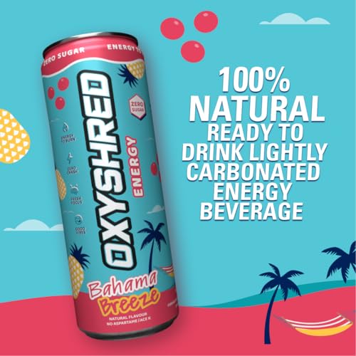 EHP Labs OxyShred Healthy Energy Drink - Zero Sugar Energy Drinks with Amino Acids, Green Tea Extract, Vitamin C & L Carnitine - Zero Carbs, Zero Calories, Clean Caffeine, Bahama Breeze (12-Pack) - Image 5