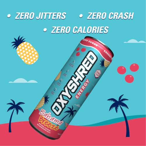 EHP Labs OxyShred Healthy Energy Drink - Zero Sugar Energy Drinks with Amino Acids, Green Tea Extract, Vitamin C & L Carnitine - Zero Carbs, Zero Calories, Clean Caffeine, Bahama Breeze (12-Pack) - Image 4