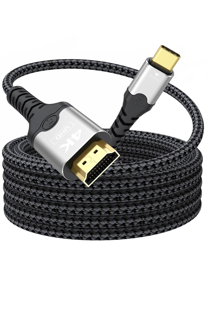 TIGER USB C to HDMI Cable 4K@30Hz 1080P@120Hz Cable 1.8M,HDMI to USB C 3.1 Cable Type C to HDMI 2.0 Cord Thunderbolt 3/4 Compatible with iPhone 16/15 Series,Macbooks Pro/Air,Samsung Galaxy S25,S24,S23,S22 Series,iPad Pro/Air,iMac Etc. - Image 1