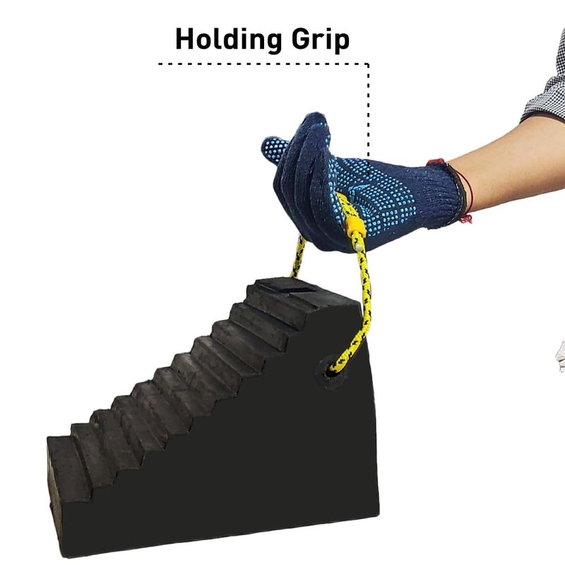 Being Safe - Solid Rubber Wheel Chock/Wheel Stopper With Handle - Best Tire Block - Truck (Black) - 6 Kgs - Heavy Duty Wheel Chock - Image 3