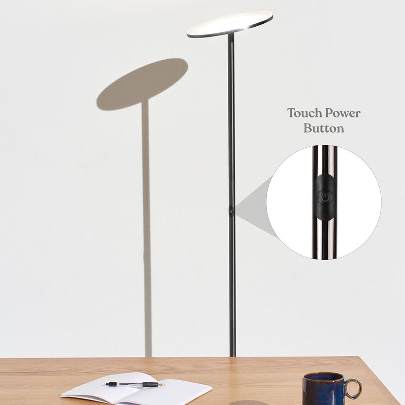 brightech Sky LED Floor lamp, Torchiere Super Bright Floor Lamp for Living Room Decor & Office - Dimmable, Tall Standing Lamp with Warm Light for Bedroom & Reading - Bronze - Image 4