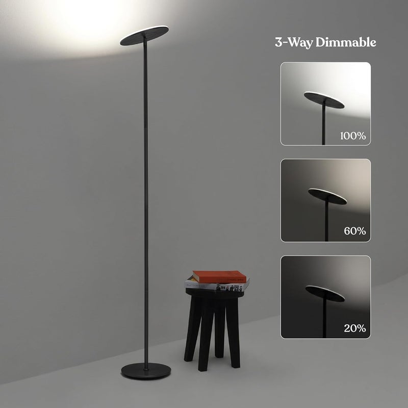 brightech Sky LED Floor lamp, Torchiere Super Bright Floor Lamp for Living Room Decor & Office - Dimmable, Tall Standing Lamp with Warm Light for Bedroom & Reading - Bronze - Image 5