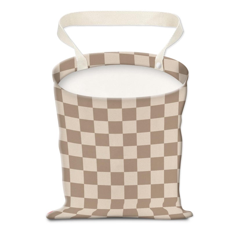 AUEKLLW Car Trash Can, Hanging Garbage Bin for Men and Women, Cute Car Organizer and Storage Bag, Canvas Vehicle Trash Can Bag Easy-to-Install Cute Checkboard - Image 1