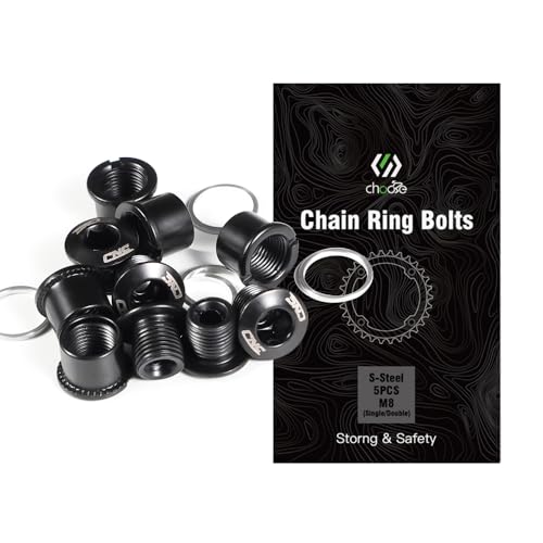 Chooee Double Chainring Bolts,M8 Steel Chain Ring Bolts Set Black - Image 3
