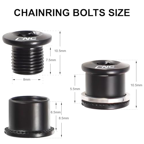 Chooee Double Chainring Bolts,M8 Steel Chain Ring Bolts Set Black - Image 5