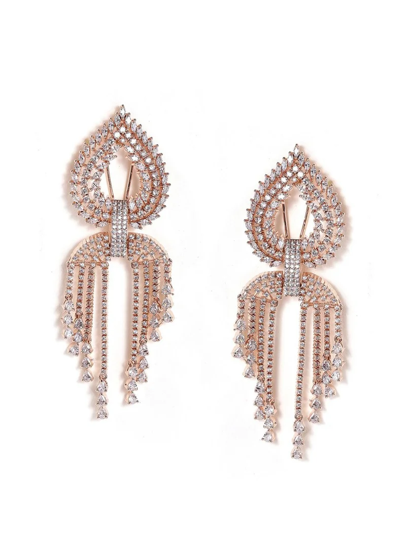 Priyaasi Rose -Stone Studded Beaded Drop Earrings