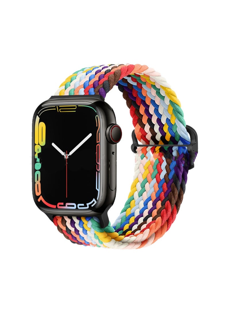 Colorful 42/44/45/46/49mm Universal Compatible With Apple Watch, Suitable For Both Men And Women, Nylon Woven Slide Buckle Watch Strap Wristband Compatible With Iwatch Series - Image 1