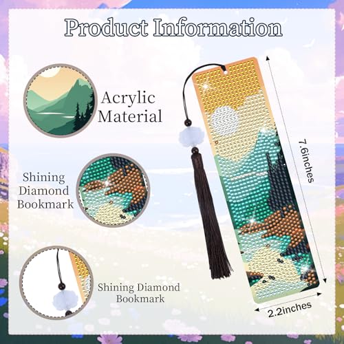Sitsink Scenery Diamond Art Bookmarks - 6 Pcs Sunset Diamond Painting Bookmark Kits with Tassels, Sunrise DIY Gem Art Rhinestone Crafting Kit for Adults Women - Image 5