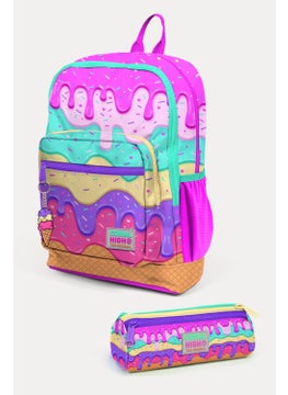 CORAL HIGH Kids Pink Colorful Ice Cream Patterned 2-Piece School Bag Set SET0223731  - Image 1