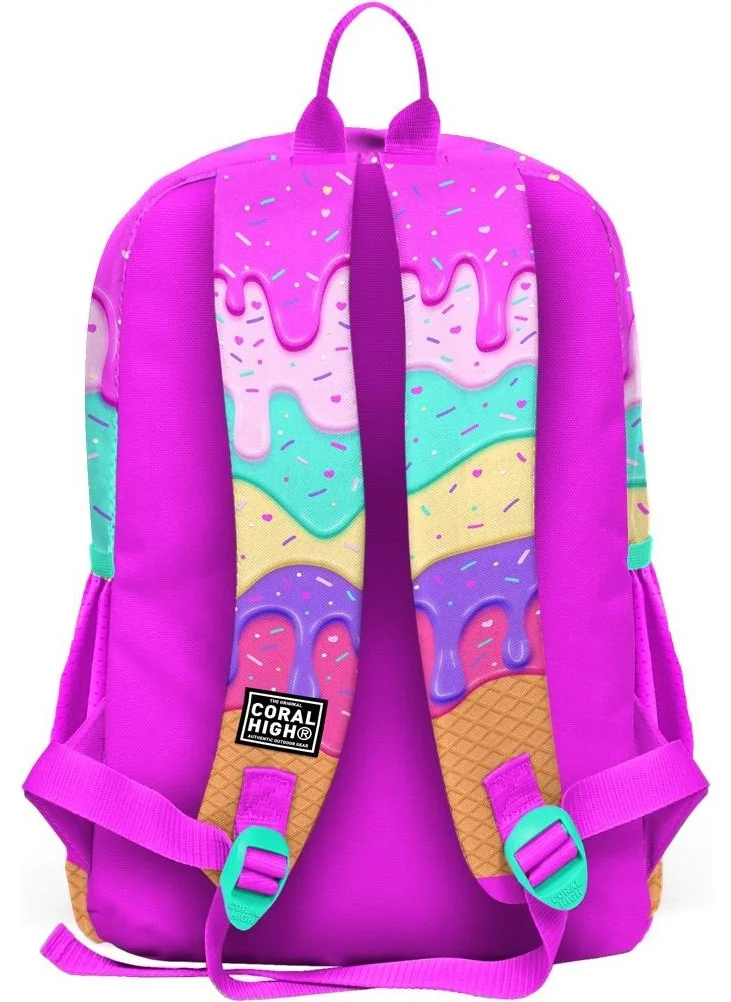 CORAL HIGH Kids Pink Colorful Ice Cream Patterned 2-Piece School Bag Set SET0223731