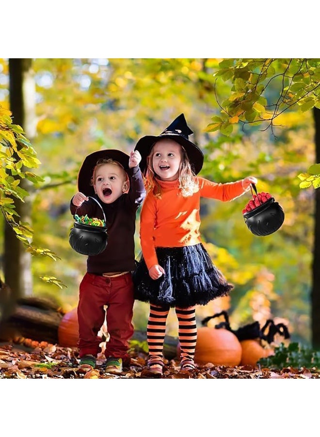 VUCATIN Party Festival Decorations Set of 9 Witches Cauldron Serving Bowls on Rack Black Plastic Holder Candy Bucket Cauldron for Indoor Outdoor Home Kitchen Candy Holder Decor Halloween - Image 4