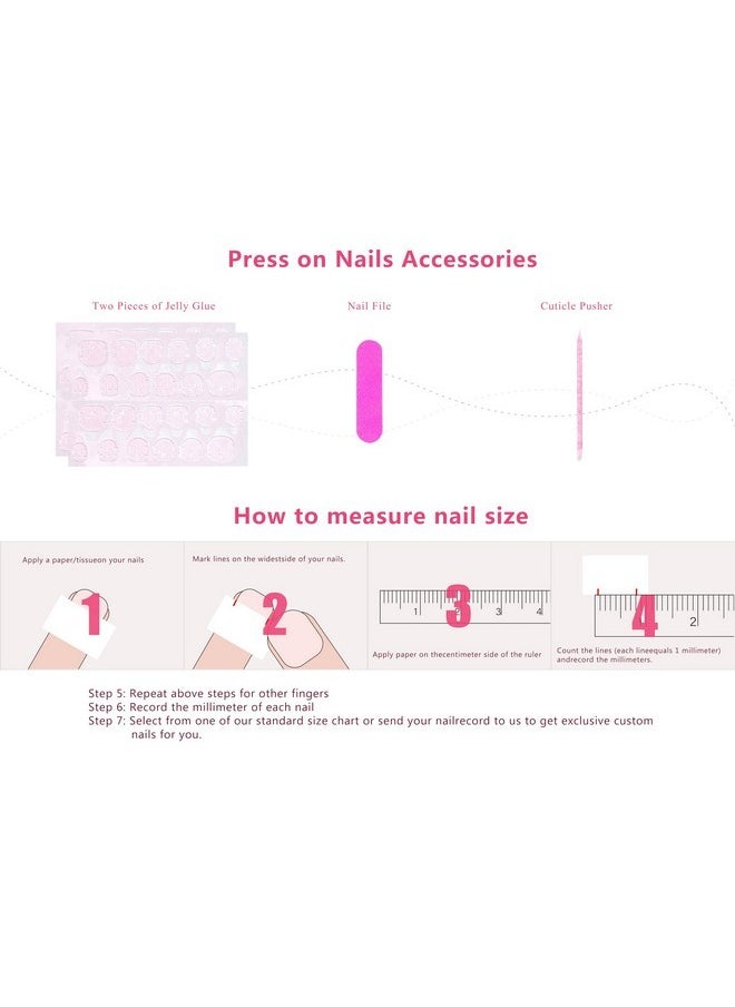 Lovful Press On Nails Pop Art French Tip | Handmade With Full Covered Crystals | Reusable Fake Nails | Coffin Mid Length 1.73In | H81-M  - Image 5