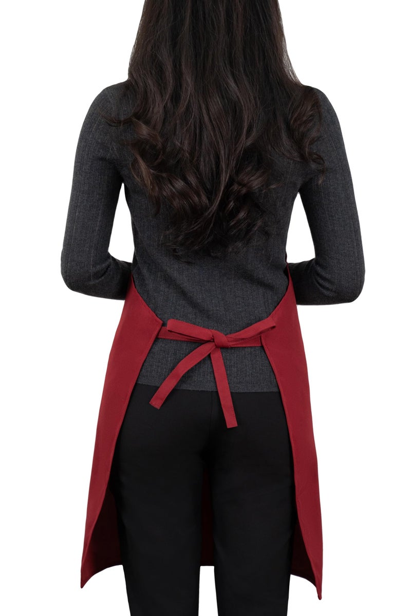 LOYGLIF Apron for Men Women with Adjustable Straps and Large Pockets, Canvas Cotton Cooking Kitchen Chef Bib Aprons Waterproof Red - Image 5