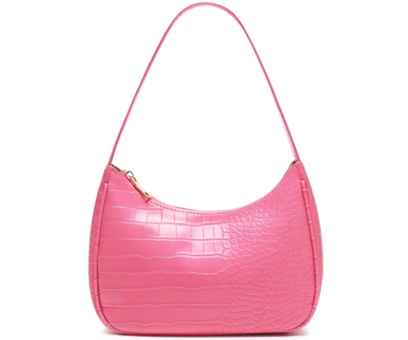 CYHTWSDJ Shoulder Bags for Women, Cute Hobo Tote Handbag Mini Clutch Purse with Zipper Closure (Crocodile Pink) - Image 1