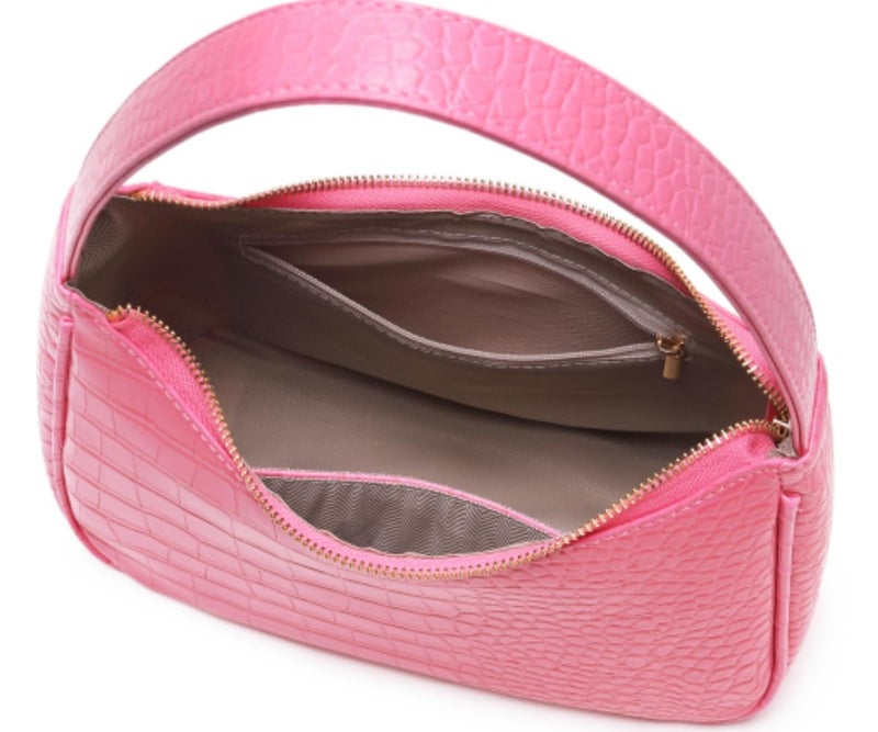 CYHTWSDJ Shoulder Bags for Women, Cute Hobo Tote Handbag Mini Clutch Purse with Zipper Closure (Crocodile Pink) - Image 5