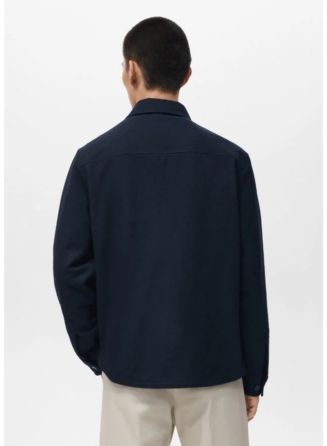 Mango Man Wool overshirt with pockets