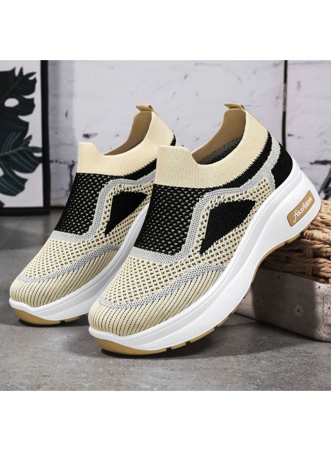 Mom's Shoes, Casual Style Women's Shoes And Dropshipping, Height-increasing Shoes,  New Style, Fly-knit Breathable Thick-soled Mesh Shoes