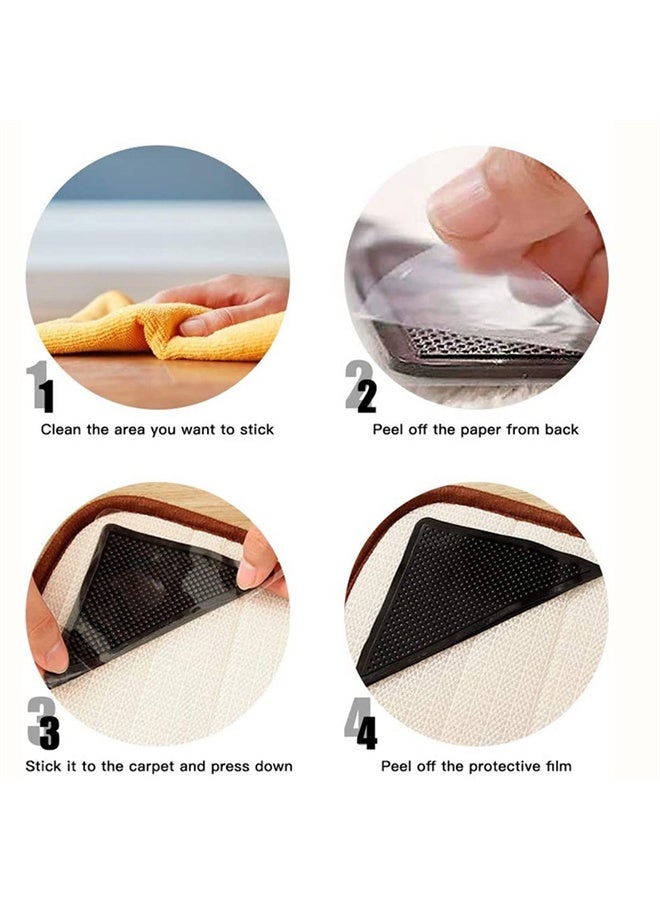 HOMESTAR Triangular Rug Corner Grippers, Double Sided Rug Tape for Hardwood, Tile, and Carpet Floors ,Anti-Slip Rug Grips, Reusable, Washable, and Pre-Taped for Easy Installation (4 Pcs) - Image 5