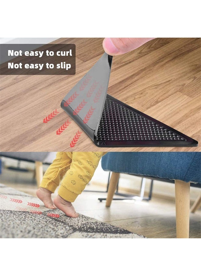 HOMESTAR Triangular Rug Corner Grippers, Double Sided Rug Tape for Hardwood, Tile, and Carpet Floors ,Anti-Slip Rug Grips, Reusable, Washable, and Pre-Taped for Easy Installation (4 Pcs) - Image 3